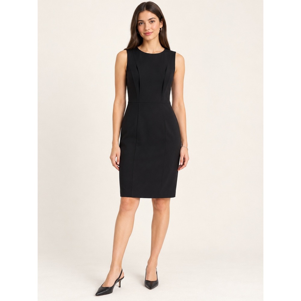 Calvin Klein Black Sleeveless Sheath Dress Size 2 Round Neck Professional LBD